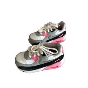 Nike air max 90 LTR GS Leather OG 7C White Grey Pink Kids Shoes